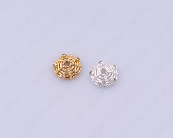 18K Gold Filled Flower Bead Caps,Pearl Caps,Round Bead Caps,Flower Caps,Spacer Jewelry, Brass Caps, DIY Gold Jewelry Making,10.2x3mm