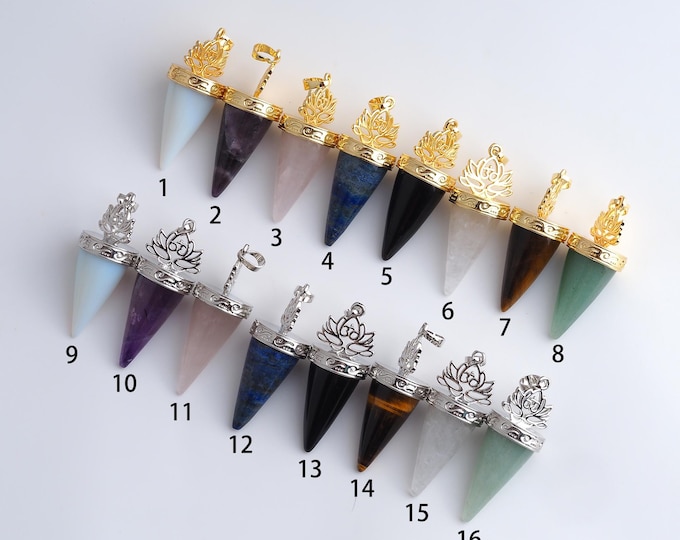 Natural Stone Pendant,Spike Gemstones Charms,Crystal Gemstone Charm,DIY Jewelry Accessories,55x18.5x18.5mm