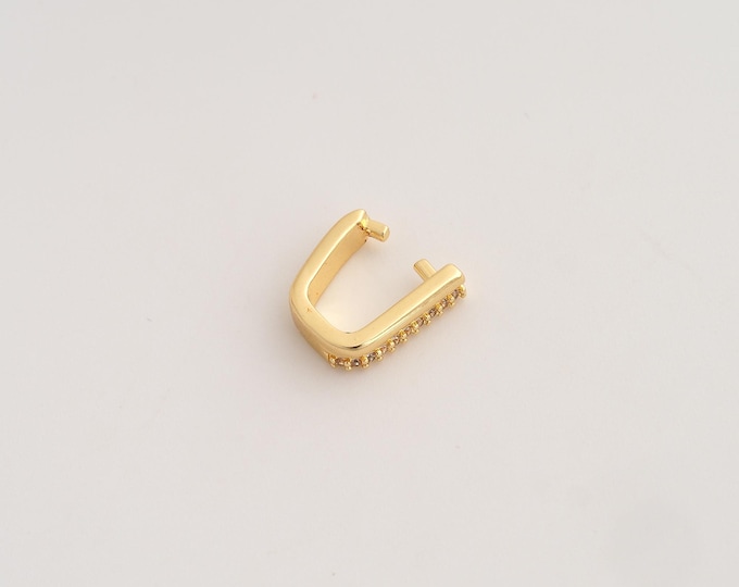 CZ Clip-On Clasp, Clip-On Clasp, 18K Gold Filled Clip-On Clasp, DIY Jewelry Making Supplies, 11.3x10.2x3.3mm