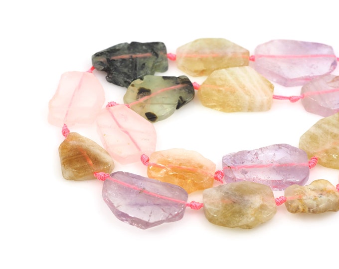 Light Colorful Crystal Flat Beads, Natural Stone Flat Necklace, Natural Stone Chain, Gemstone Necklace, Gemstone Bead