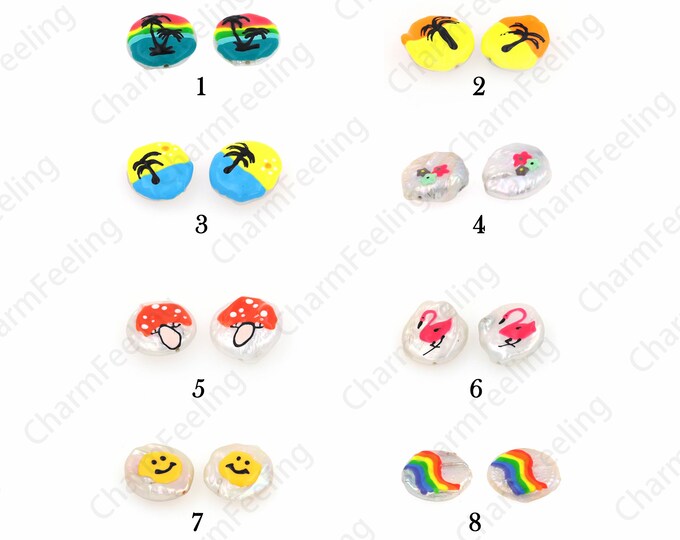 Enamel Spacer Beads, Pearl String Beads, Pearl Spacer Beads, Real Natural Pearls, Eye Spacer Beads, DIY Jewelry Supplies, 16.8x18.7x5.5mm
