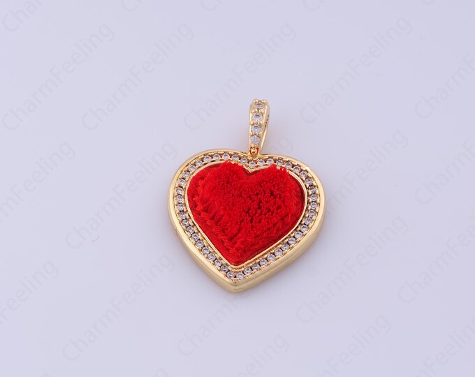 Enamel Heart Charm, 18K Gold Filled Heart Pendant,Heart Charms,Love Charms,DIY Jewelry Accessories 29x21.8x6mm