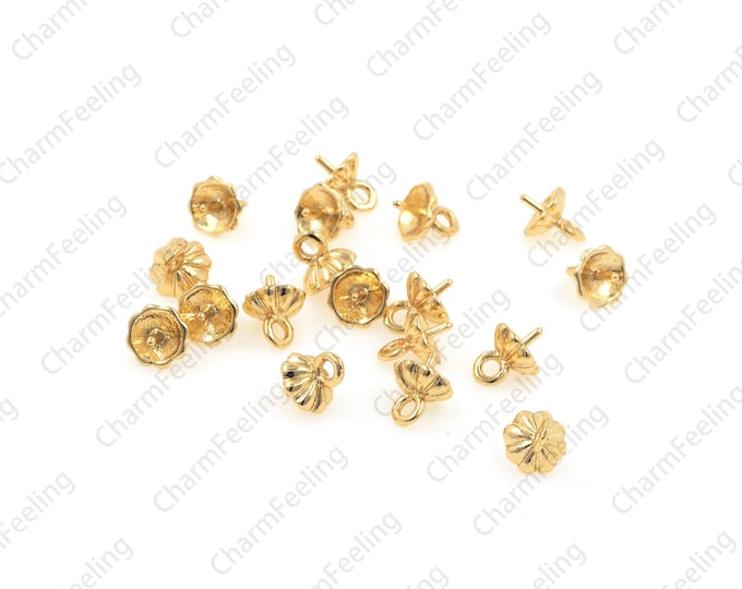 18K Gold-plated bail, gold nail bail, nail bail, used for pearl jewelry accessories 8.2x6.4mm 1pcs