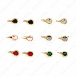 Teardrop Earrings, 18K Gold Filled Teardrop Earrings, Minimalist Earrings, Micro Pave CZ Teardrop Earrings, Gift for Her, 17x9x8mm