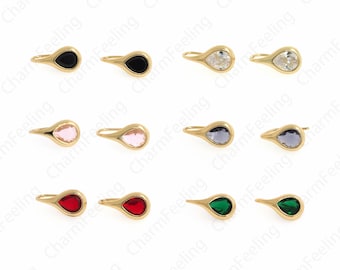 Teardrop Earrings, 18K Gold Filled Teardrop Earrings, Minimalist Earrings, Micro Pave CZ Teardrop Earrings, Gift for Her, 17x9x8mm