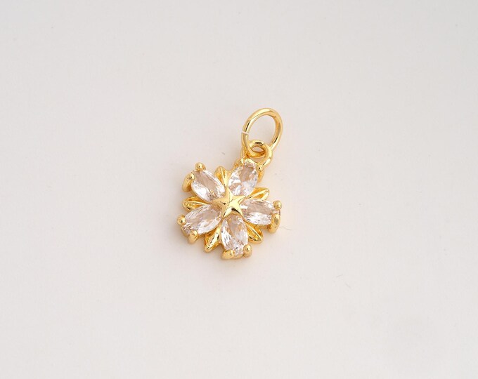 CZ Star Pendant,Celestial Pendant,18K Gold Filled Starburst Charm,DIY Jewelry Accessories,19.3x12.4x3.5mm