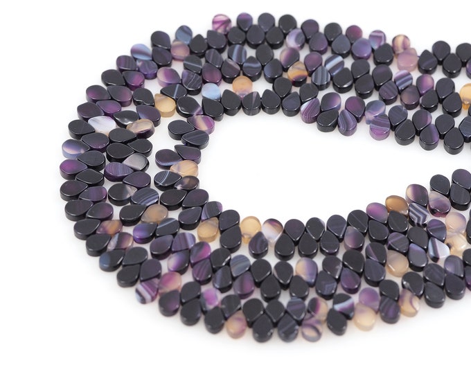 Black Tear Jewelry Beads,Flat Pieces of Natural Gemstone Chain, Drop Shaped Gemstone Chain,Gemstone Necklace,DIY Bracelet Accessories,6x8mm