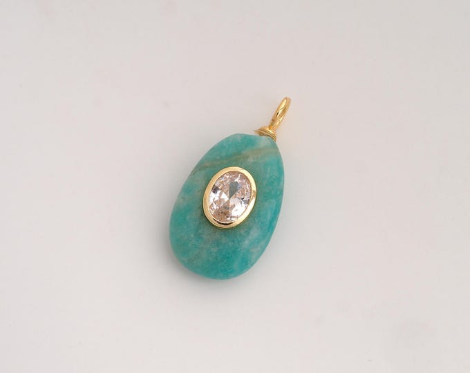 Natural Stone Pendant,Energy Stone Pendant,18K Gold Filled Water Drop Charm,DIY Jewelry Accessories,29.8x15x7.2mm