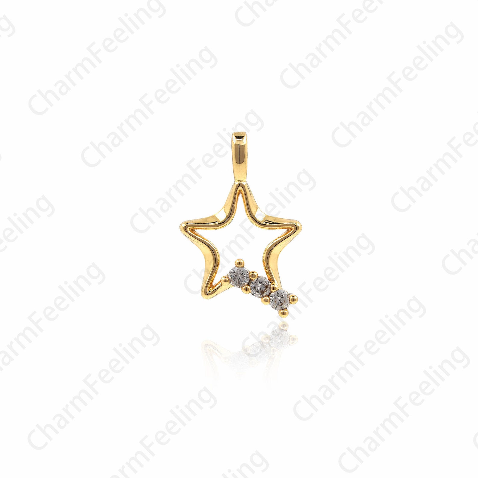Pendentif étoile En Or 18 Carats (750/1000) - Poids 0,81 Grammes, Occasion, Origine Italie