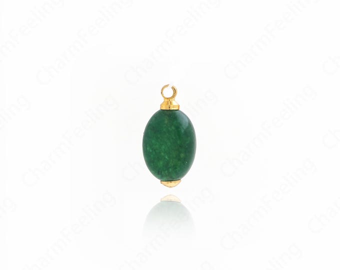 Natural Stone Pendant,Oval  Charm, Oval Necklace, 18K Gold Filled Disc Jewelry,DIY Jewelry Supplies, 15.5x7.8x5mm