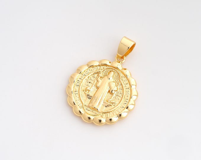 Jesus Pendant,Saint Benedict Pendant,18K Gold Filled Christian Charm,DIY Jewelry Accessories,29.5x21.7x2.7mm