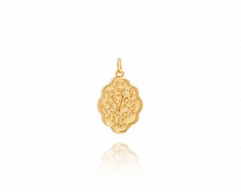 Collar de rosa dorada, colgante de rosa bañado en oro de 18 quilates, abalorio de rosa, un regalo para ella, accesorios para hacer joyas DIY (24,3 x 14,7 x 1,5 mm)