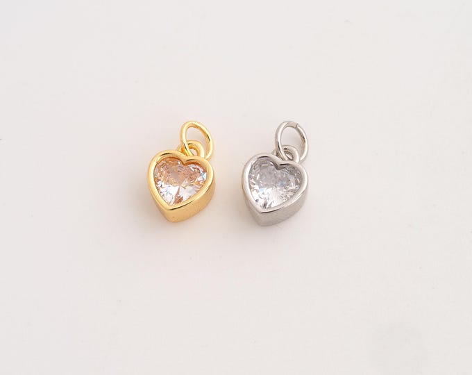 CZ Heart Pendant,Love Pendant,18K Gold Filled Heart Charm,DIY Jewelry Accessories,13x7.7x4.3mm