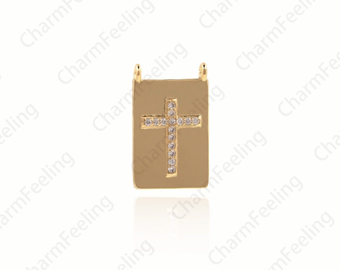 Rectangular Cross-Shaped Pendant, religious charm,Cross Pendant, Rectangular Pendant, DIY Jewelry Necklace Bracelet Making 20.7x12.5x2.3mm