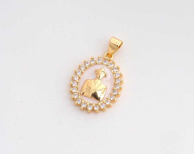 CZ Magician Pendant,Enamel Magician Pendant,18K Gold Filled Magician Charm,DIY Jewelry Accessories,24.3x15.2x3mm