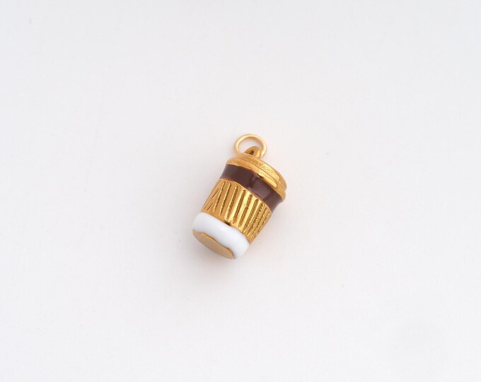 Enamel Coffee Cup Charms,Dainty Coffee Charm, 18K Gold Filled Coffee Cup Pendant,DIY Jewelry Accessories 18x10x8.4mm