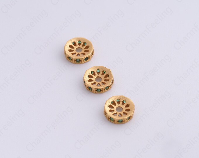 Gold Round Spacer Beads, 18K Gold Filled Flat Beads,Dainty Disc Bracelet Necklace Spacer Beads, DIY Jewelry Supplies,6x1.7mm