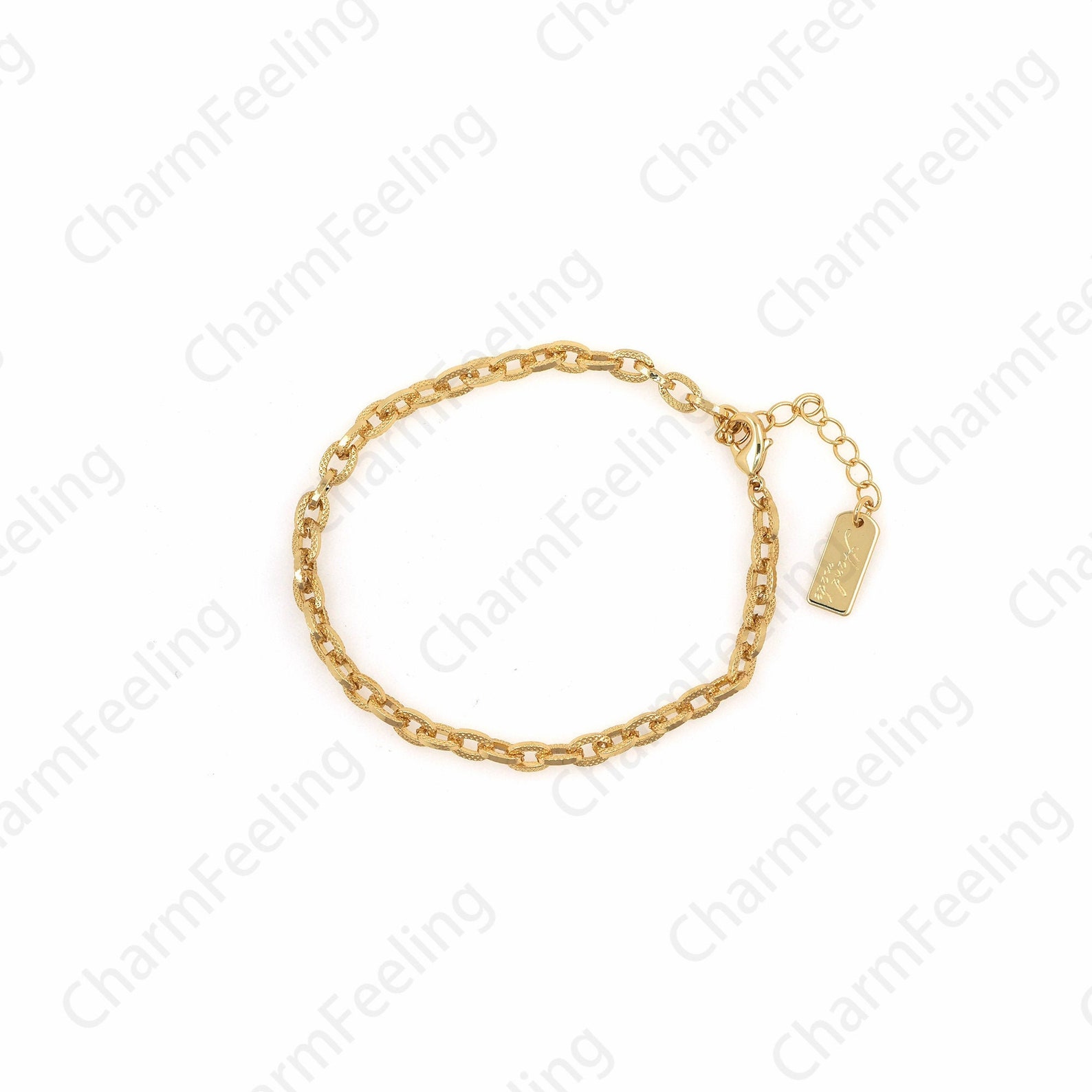 18K Gold Filled Chain Bracelet Paper Clip Bracelet Men's Etsy