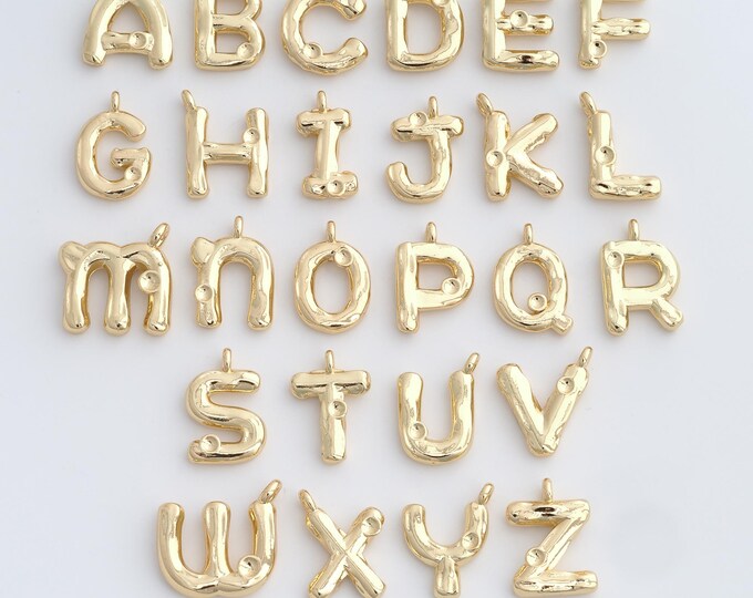 5 PCS 18K Gold Filled Initial Pendant, Letter Pendant, Alphabet Charm, DIY Jewelry Accessories, 17.8x14.2x3.2mm