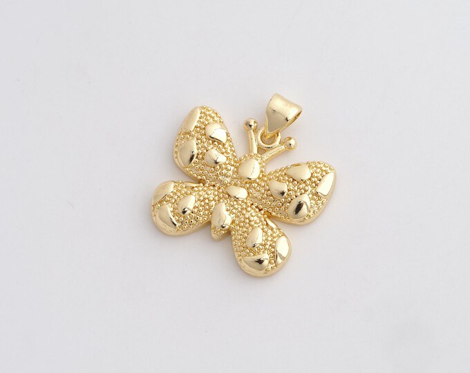 Butterfly Pendant,Insect Pendant,18K Gold Filled Butterfly Charm,DIY Jewelry Accessories,23.6x22.2x3.3mm