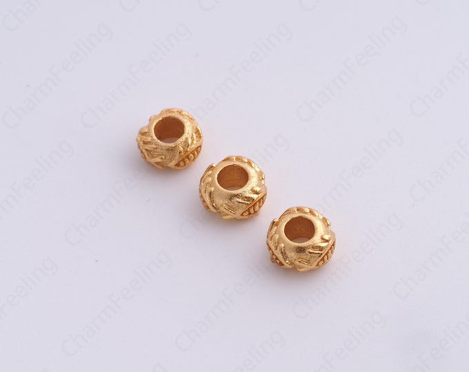 10 pcs Gold Round Spacer Beads, 18K Gold Filled Tube Beads,Dainty Round Bracelet Necklace Spacer Beads, DIY Jewelry Supplies,5.8x3.3mm