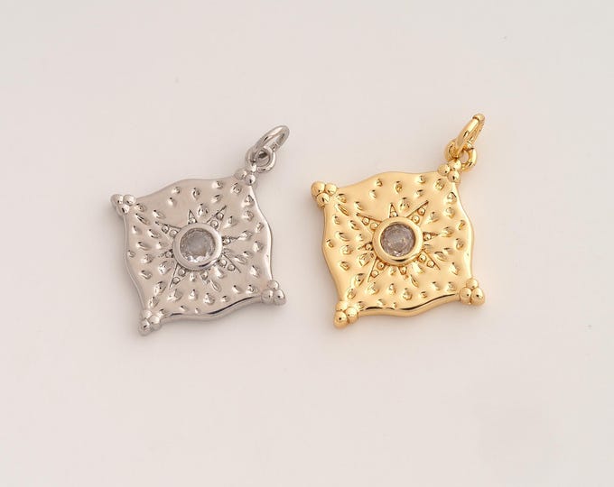 CZ Polaris Pendant,Celestial Pendant,18K Gold Filled Starburst Charm,DIY Jewelry Accessories,27.3x21.6x2.7mm