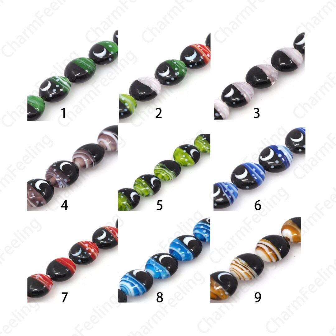 Disc Spacer Beads, Murano Glass Beads, Stained Glass Beads, Moon Beads