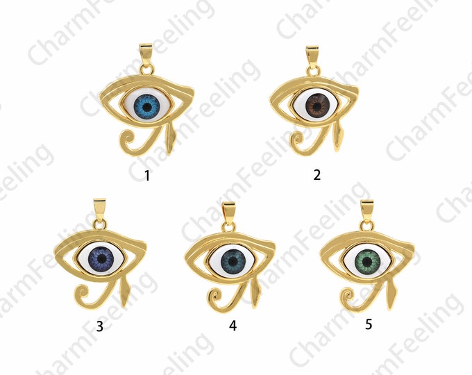 Horus Necklace,18K Gold Filled With The Eye Of Horus,Pharaoh Egyptian Charm,Divination Pendant,Eye Charm,DIY Jewelry Accessories,35x29x7mm