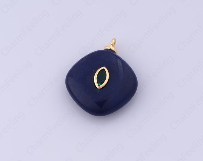 Natural Stone Pendant,Diamond Shape Charm,18K Gold Filled Gem Pendant,DIY Jewelry Supplies, 26.3x21x7mm