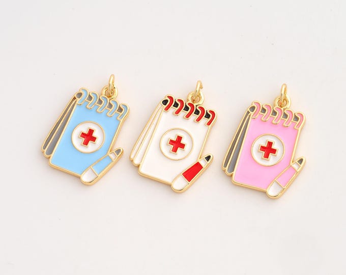 Enamel Book Pendant,Book Pendant,18K Gold Filled Book Charm,DIY Jewelry Accessories,25.5x17x2mm