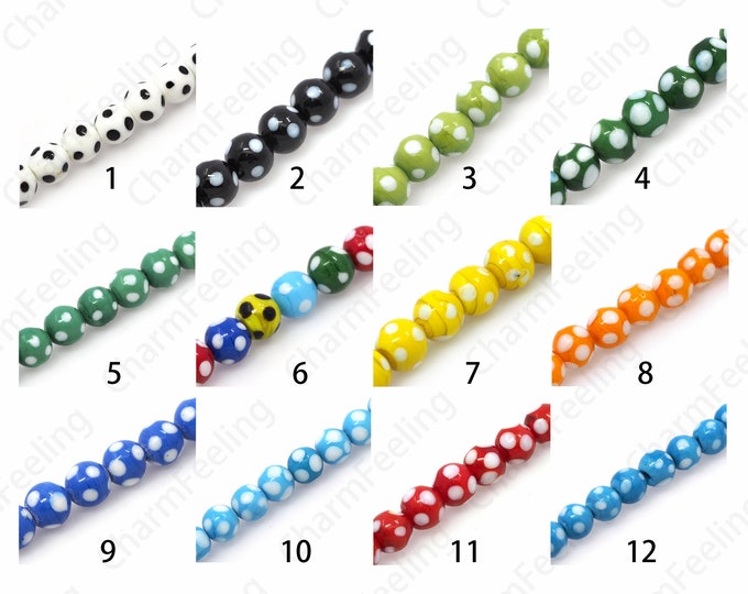 Spotted Beads,Football Glass Beads,Football Beads,Bead Jewelry,Murano Glass Beads,Ball Beads,Glass Bead Jewelry,DIY Bead Jewelry,16mm