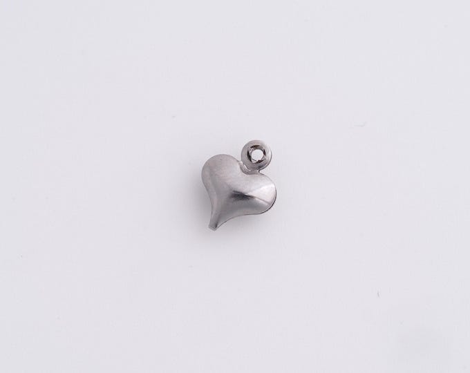 20pcs Stainless Steel Heart Charm,Heart Pendant, Heart Charm,Heart Necklace,DIY Jewelry Accessories 9.8x7.7x3.6mm