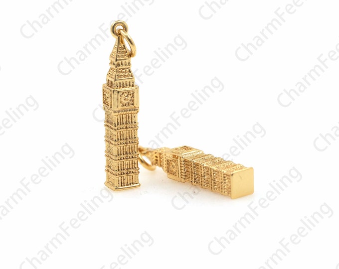 Big Ben Pendant, Big Ben Necklace, Paris Necklace, Big Ben Jewelry, Charm Of the Big Ben 29.5x4.8x4.7mm 1pcs