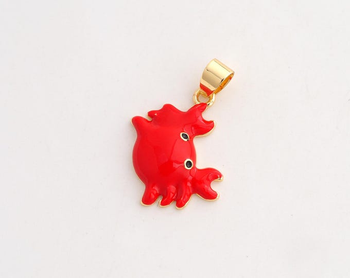 Enamel Crab Pendant,Marine Life Pendant,18K Gold Filled Crab Charm,DIY Jewelry Accessories,28.2x19x3.6mm