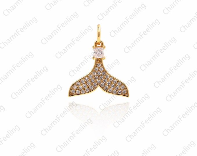 whale tail pendant, Mermaid necklace,mermaid ornaments, gifts for her 17x14.8x2.3mm 1pcs
