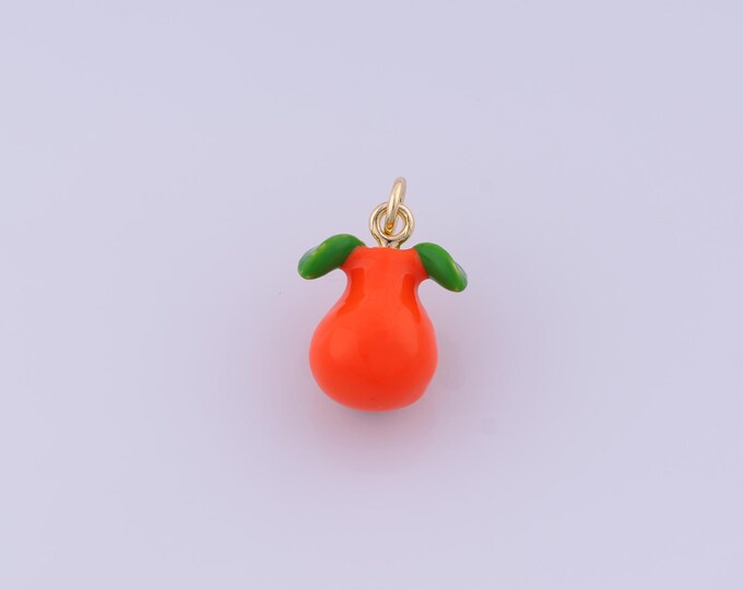 Enamel Orange Charm,18K Gold Filled Fruit Pendant,Orange Pendant,DIY Jewelry Making Accessories,20x13x9.7mm