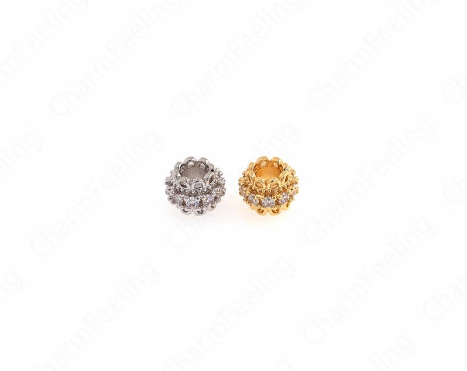 Gold Ball Beads, 18K Gold Filled Ball Beads,Zircon Ball Bracelet Necklace Spacer Beads, DIY Jewelry Supplies,8x6mm