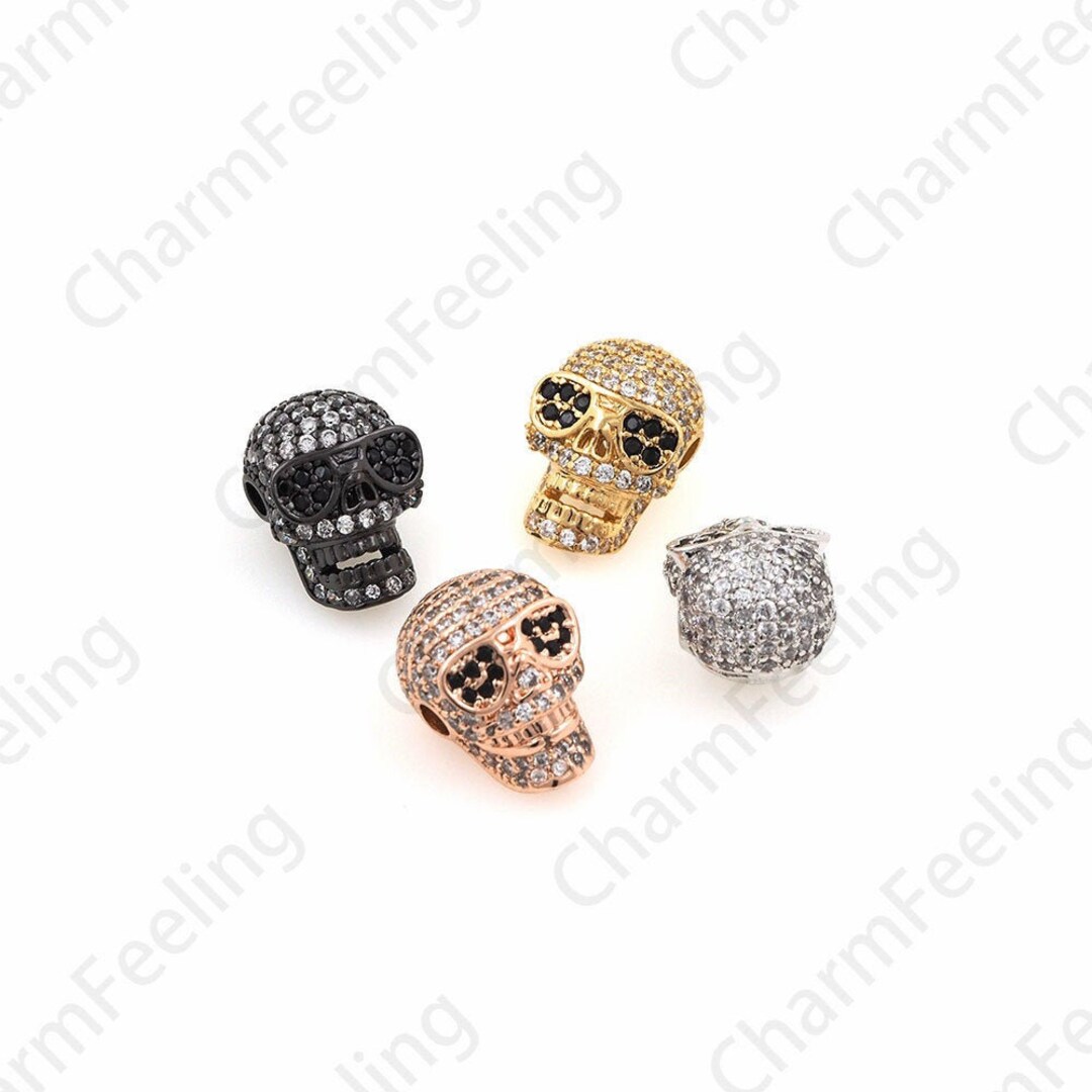 Micro-pave Skull Spacer Beads, Skull Charm, Knife Lanyard Beads