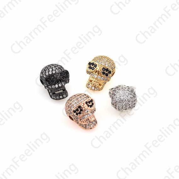 Gaboratory SKULL ビーズ(SPACER) Micro-pave Skull Spacer Beads, Skull Charm, Knife Lanyard Beads