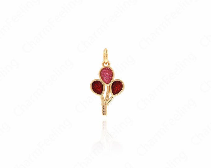 18K Gold Filled Hot Air Balloon Pendant,Enamel Hot Air Balloon Necklace,Travel Pendant,Enamel Charm,20.5x10.5x2mm
