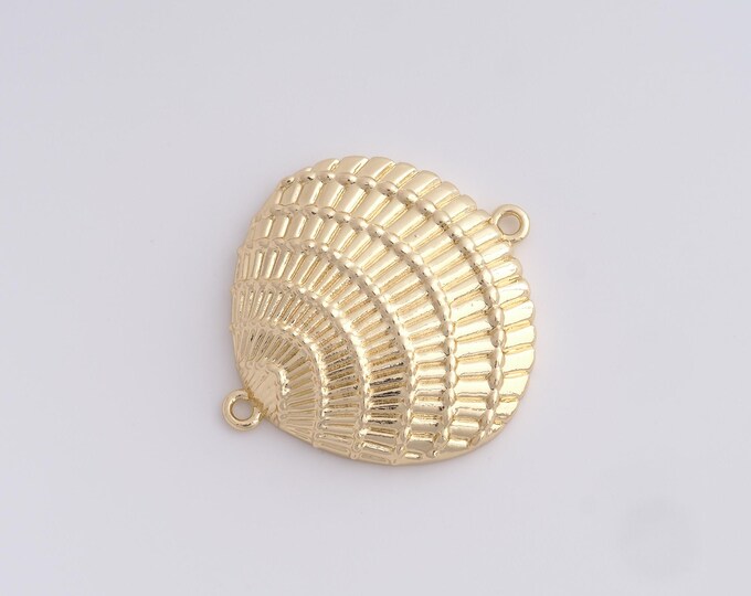 Gold Conch Connector,Shell Connector, 18K Gold Filled Shell Charm, DIY Bracelet Necklace Accessories, 37.4x33x6.5mm