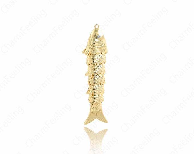 Fish Jewelry, Dainty Fish Necklace, Tropical Fish Pendant, 18K Gold Filled Fish Pendant,Marine Life Jewelry, 62.3x15.8x9.7mm