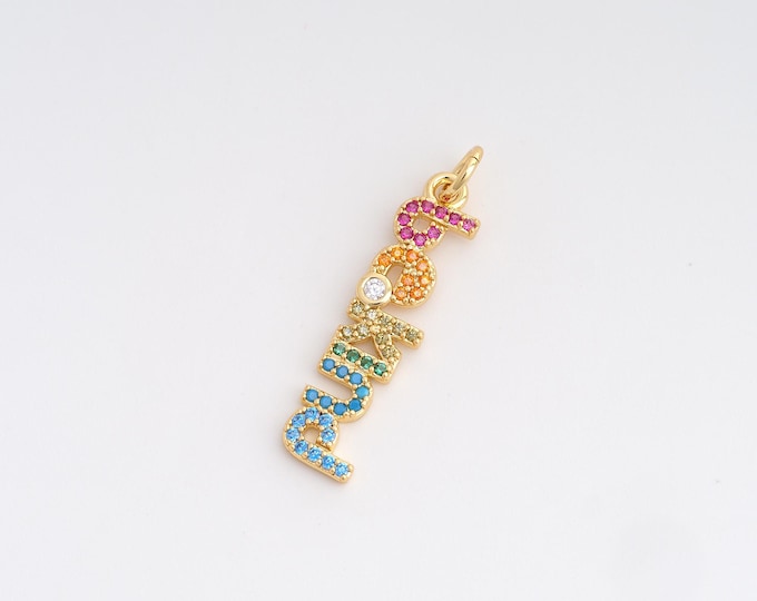 CZ Letter Pendant,Bekind Pendant,18K Gold Filled Letter Charm,DIY Jewelry Accessories,28.4x6.5x2.2mm