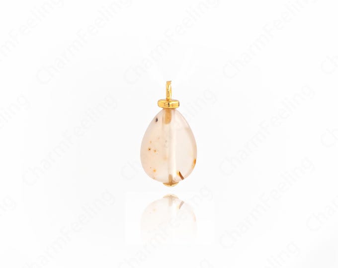 Teardrop Pendant,Natural Stone Waterdrop Necklace,18K Gold Filled Teardrop Charm,DIY Jewelry Supplies,19.5x10x5mm