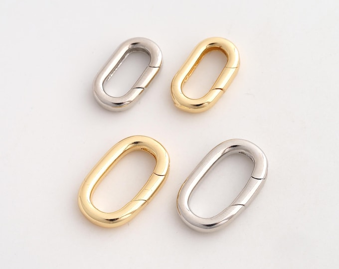Push Door Clasp, Spring Clasp, 18K Gold Filled Oval Clasp, DIY Jewelry Making Supplies, Big 19.4x12.3x3.4mm Small 16x9.3x3.3mm