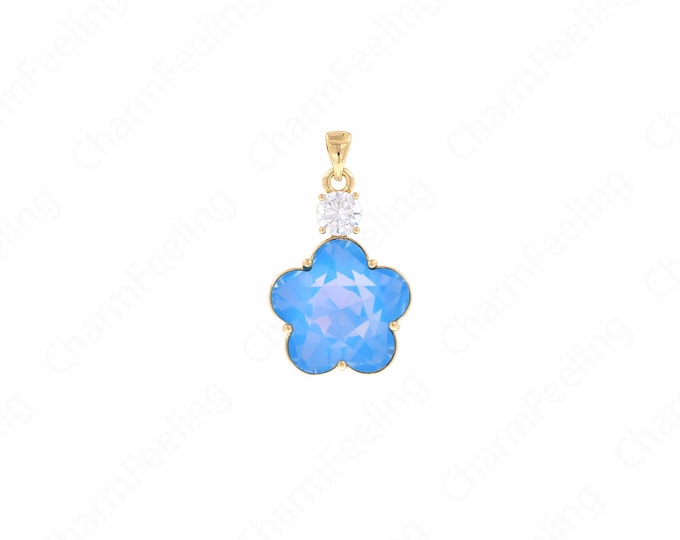 Micropavé CZ Flower Charm,18K Gold Filled Orchid Charm, DIY Jewelry Making Accessories 33.5x19.5x9.5mm