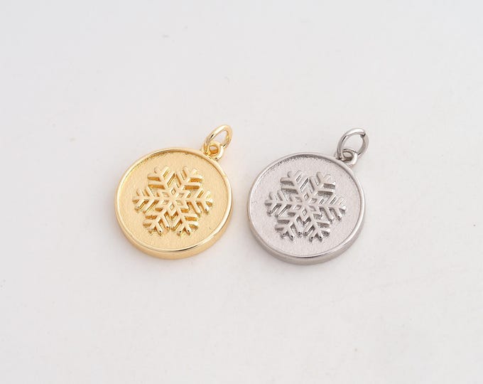 5 pcs Snowflake Pendant,Christmas Pendant,18K Gold Filled Snowflake Charm,DIY Jewelry Accessories,21.8x15.7x2.5mm