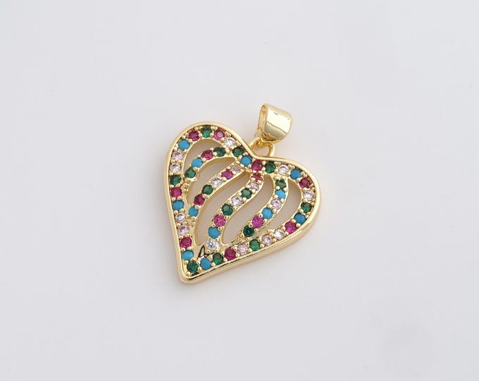 Heart Charm,Heart Pendant, 18K Gold Filled Love Necklace,DIY Jewelry Accessories,26x20.6x4.6mm