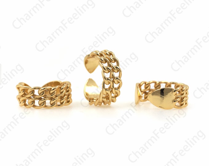 Double Cuban Chain Ring, Chain Ring, Curb Chain Ring, Gold Filling Ring, Gold Stacking Ring, Double Chain Ring, Gift For Her 1PCS