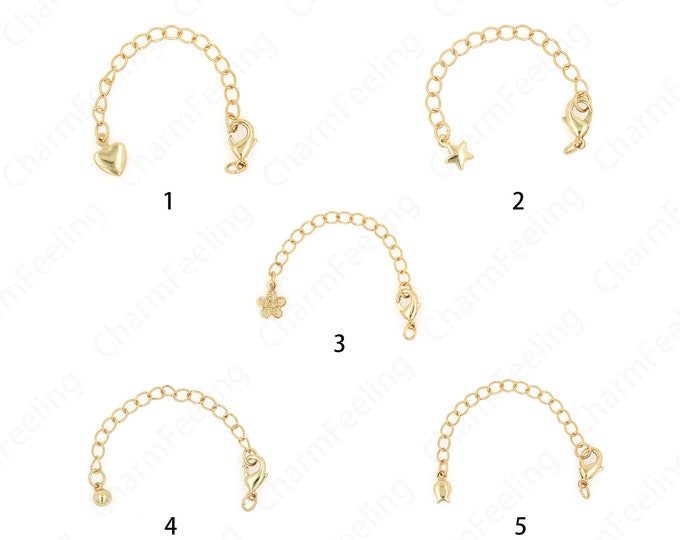 1PCS, Lobster Claw Buckle Jewelry Extension Chain, 18K Gold Padding Chain Adjuster, DIY Necklace Bracelet Tail Chain Accessories, 7cm